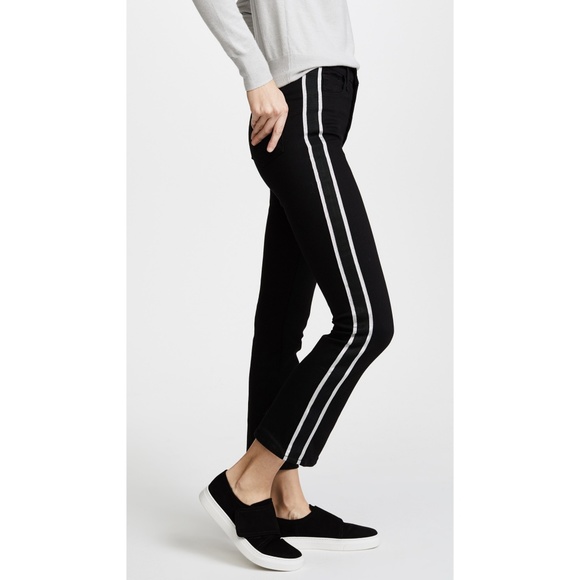 Veronica Beard Carolyn Jeans Silver Tuxedo Stripe - Picture 2 of 8